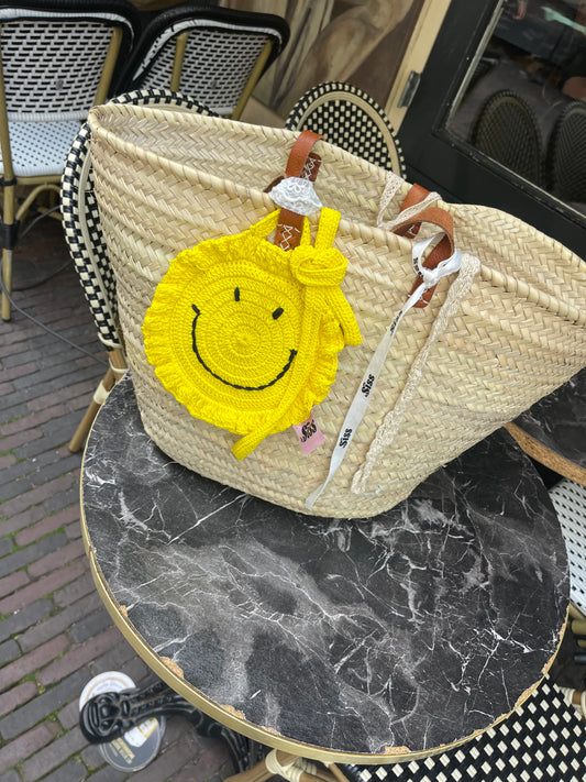 Miss happiness bag charm - yellow crochet